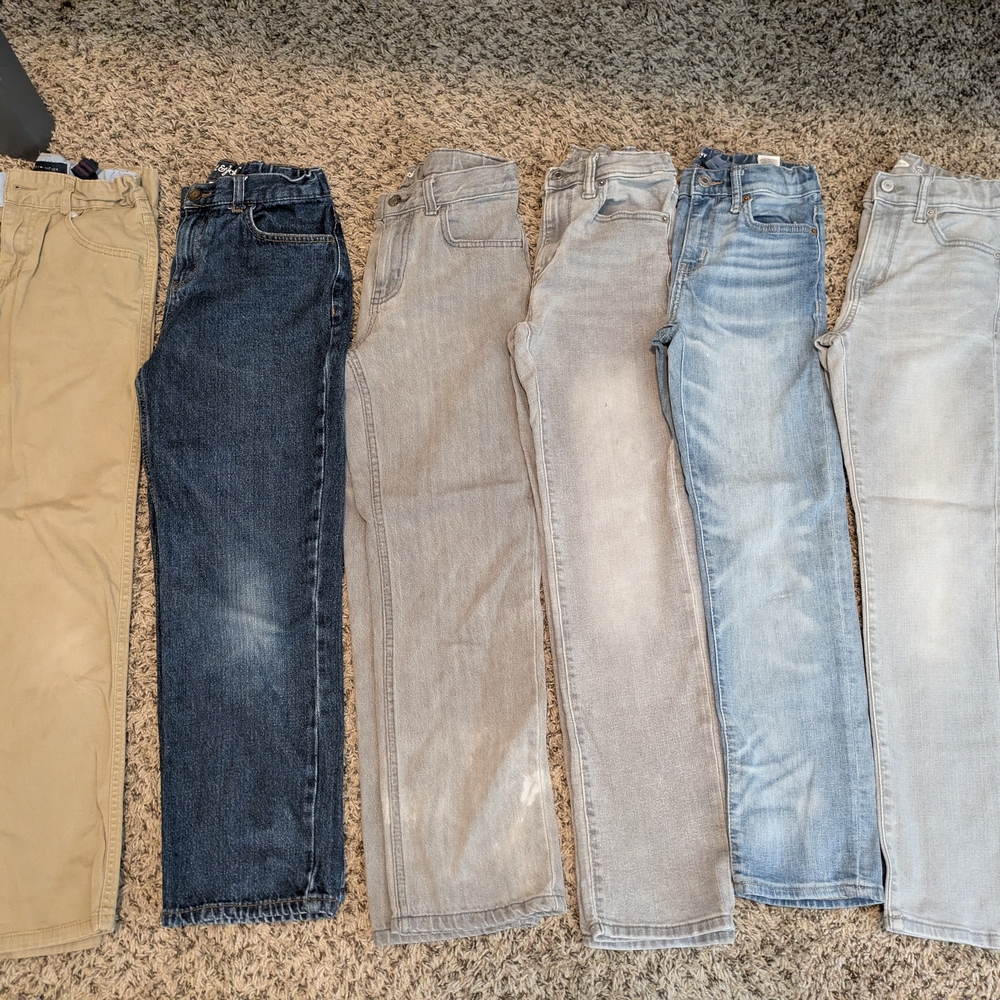 Boys Slim Fit Size 10/12Jeans in Blue, Gray, and Tan Bundle
